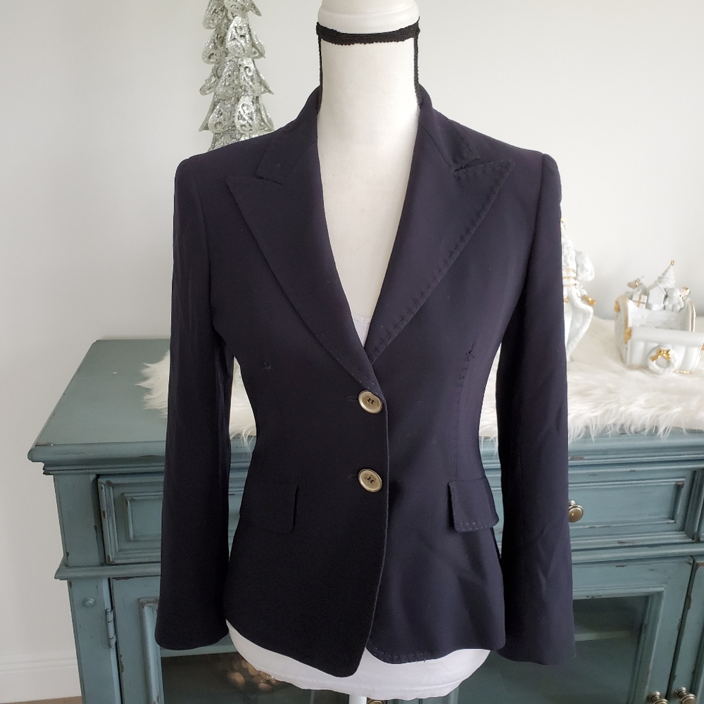 MaxMara 100% Wool Blazer Suit Jacket Sz 2 Made in Italy